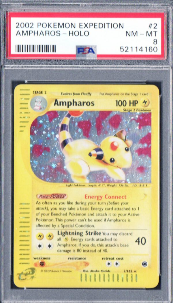 Ampharos Holo Expedition 2/165 Pokémon 2002 PSA 8